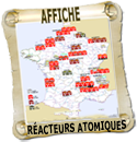 Affiche grand format des centrales et réacteurs nucléaires en France